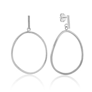 SF S26 Twisted Oval Hoop Earrings Brush Silver
