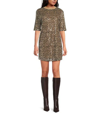 Elan SS Crewneck Sequin Dress