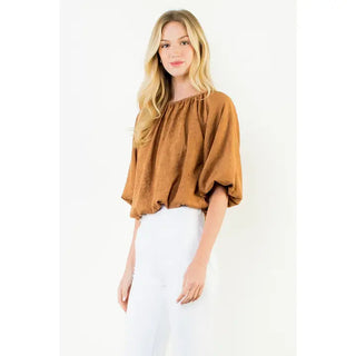 THML Faux Suede Bubble Top