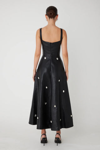 JS71 SS Faux Leather Dress Crystals