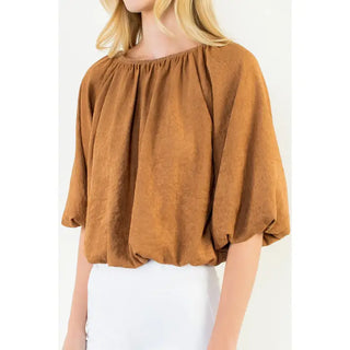 THML Faux Suede Bubble Top