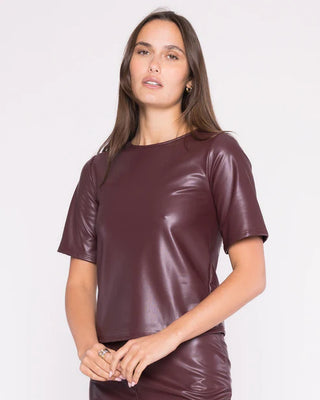 Vegan Leather Short Sleeve Top Extended