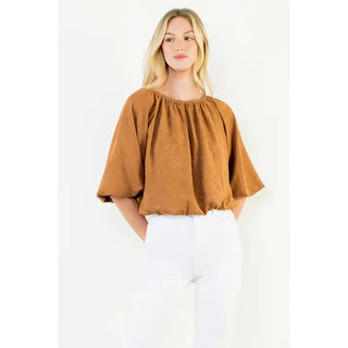 THML Faux Suede Bubble Top