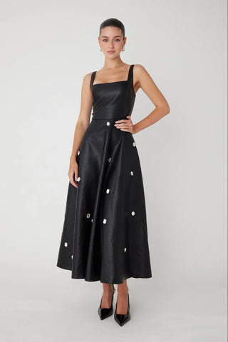 JS71 SS Faux Leather Dress Crystals