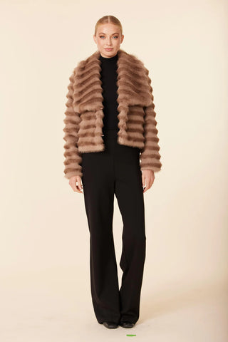 Dolce Cabo Faux Fur Grooved Jacket