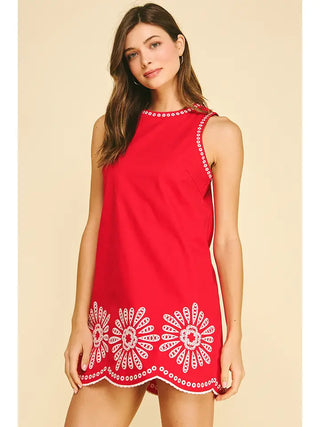 Pinch Floral Embroidered Mini Dress