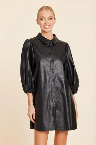 Dolce Cabo VL Ostrich Embossed Exaggerated Sleeve Dress