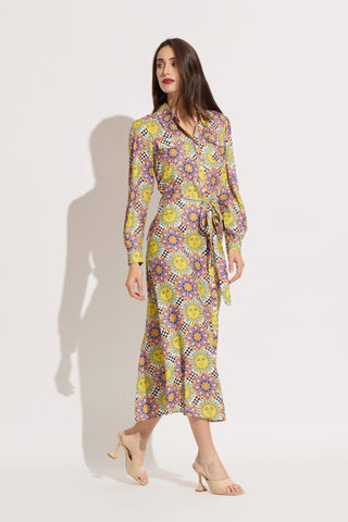 OOLALA Long Sleeve Floral Dress