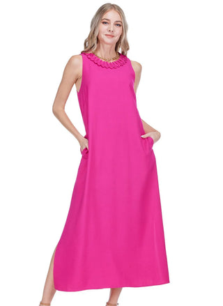 Jade Zig Zag Trim Neck Dress