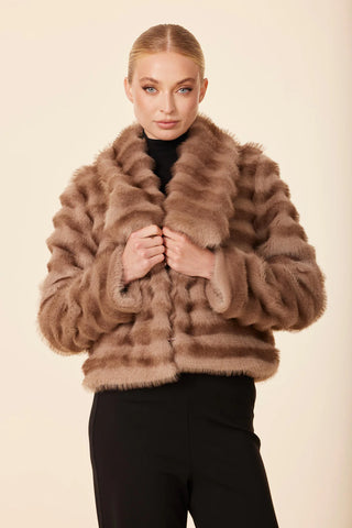Dolce Cabo Faux Fur Grooved Jacket