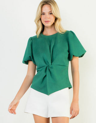 Puff Sleeve Twisted Top
