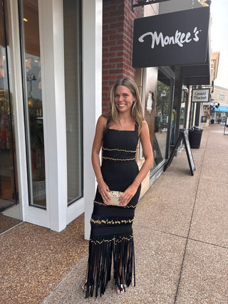 OOlala Bandage Fringe Car Wash Dress with Studs
