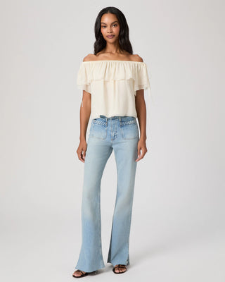 Paige Sofia 31in Braided Patch Pkts Outseam Slit Raw Hem