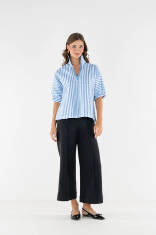 Emily McCarthy Poppy Top French Blue Stripe