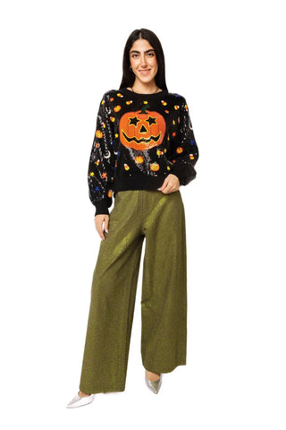 Queen of Sparkles Full Sequin Pumpkin & Mini Icon Sweater