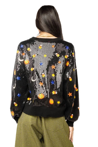 Queen of Sparkles Full Sequin Pumpkin & Mini Icon Sweater