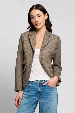 Central Park West Asher Mix Plaid Riding Jacket