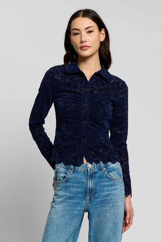 Central Park West Tessa Stretch Lace Button Down