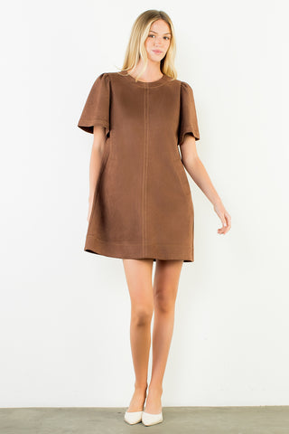 THML Suede Short Sleeve Dress