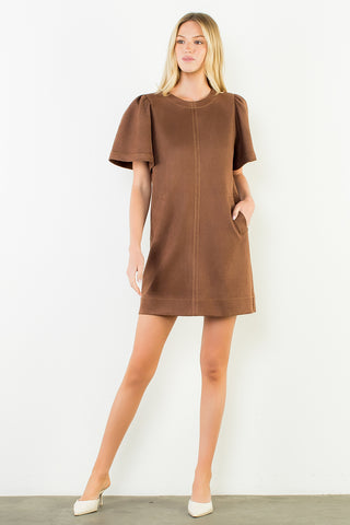 THML Suede Short Sleeve Dress