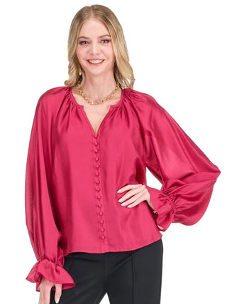 Jade Trimmed Peasant Top
