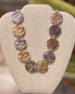 GS Hammered Link Necklace - Silver/Gold
