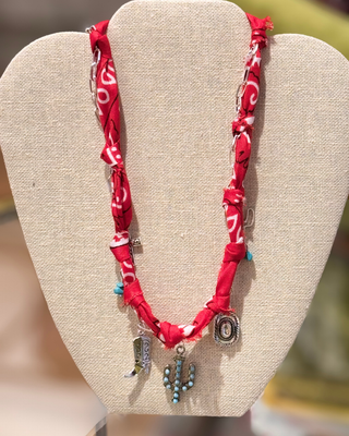 GS Western Style Charm Scarf Necklace - Red