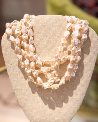 GS Pearl Multi Layered Necklace - Cream