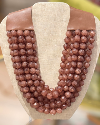 GS 7 Layered Bead Necklace - Dark Brown