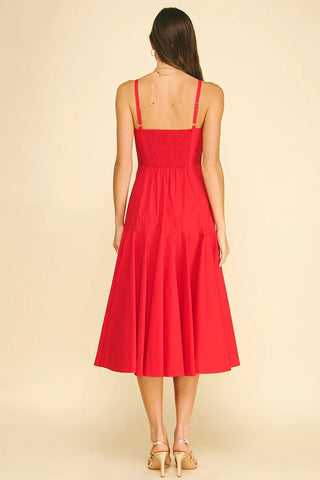 Pinch Halter Neck ALine Midi Dress