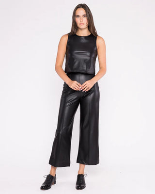 Vegan Leather Straight Leg Pant Crop