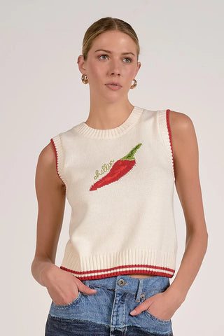 Elan Sleeveless Sweater, Chili
