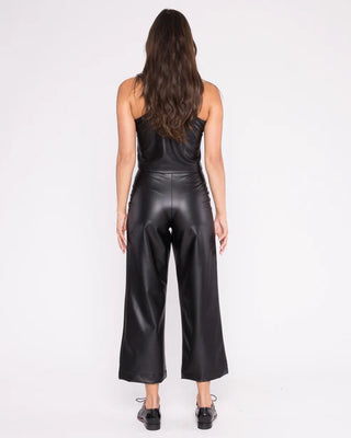 Vegan Leather Straight Leg Pant Crop