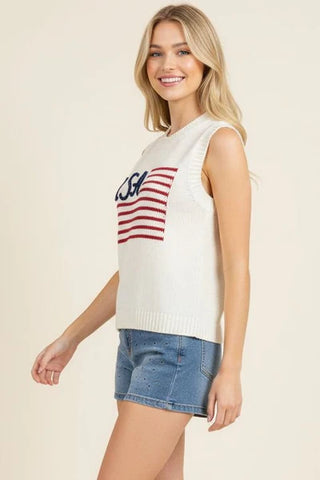 Pinch American Flag Sweater Top