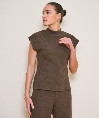 Esqualo Sleeveless Sweater Mock Neck