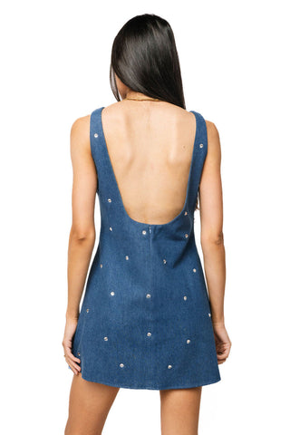 Queen of Sparkles Licensed Tennessee Scattered Jewel Denim Sequin Mascot Tank Dress
