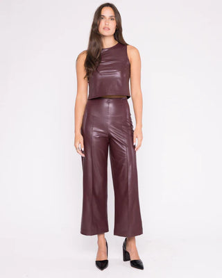 Vegan Leather Straight Leg Pant Crop