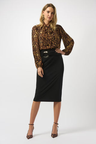 Leopard Print Blouse with tie Neck