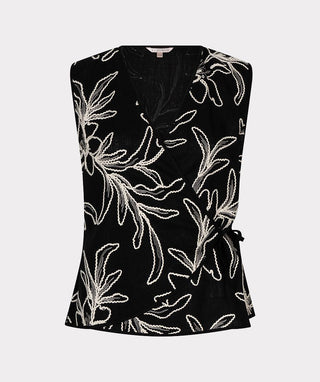 Esqualo Wrap Embroidery Top