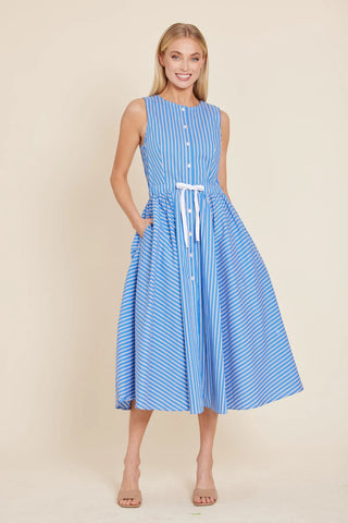 Dolce Cabo Long Stripe Dress Drawstring