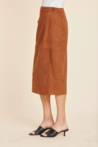Dolce Cabo Faux Suede Ruched Wrap Skirt