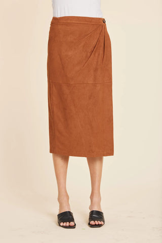 Dolce Cabo Faux Suede Ruched Wrap Skirt
