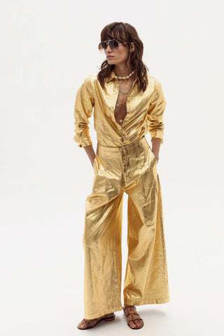 Lanthropy Culotte Metallic Linen Pants