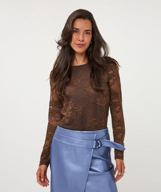 Esqualo Long Sleeve Lace Top