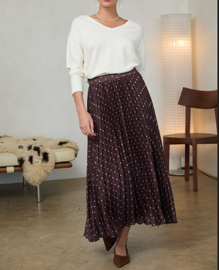 Skies are Blue Pleated Polka Dot SKirt