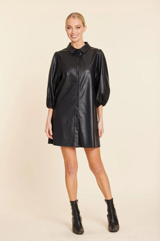 Dolce Cabo VL Ostrich Embossed Exaggerated Sleeve Dress