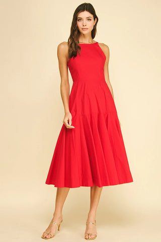 Pinch Halter Neck ALine Midi Dress – Monkee's of Murfreesboro Pinch Halter Neck ALine Midi Dress – Monkee's of Murfreesboro
