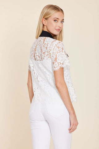 Dolce Cabo Lace Black Collar Top
