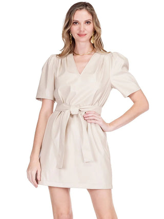 Vegan Leather V-Neck Dress